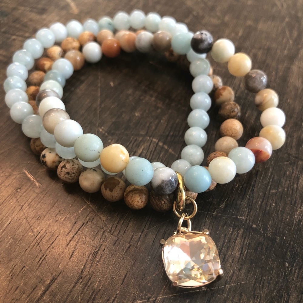 Handmade stone and crystal bracelet